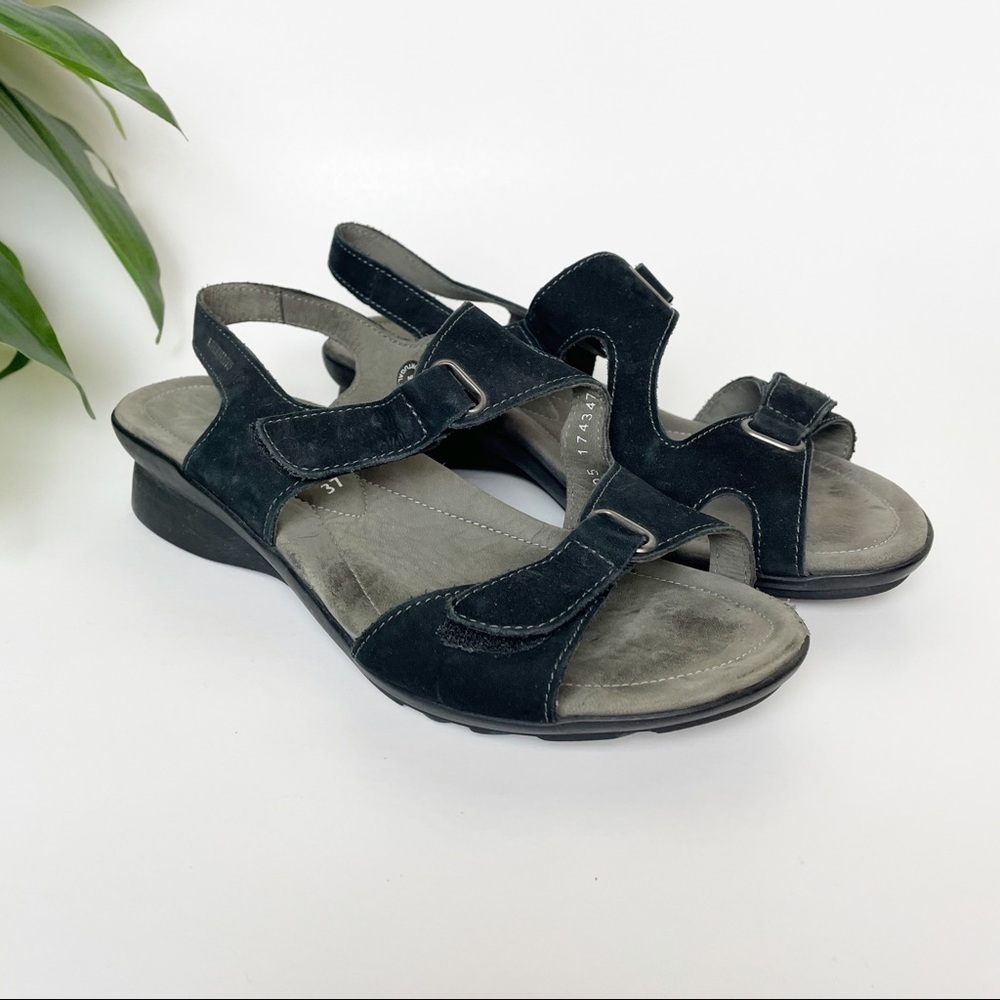 Mephisto Paris Slingback Sandal EUR 37 Black Bucksoft Leather